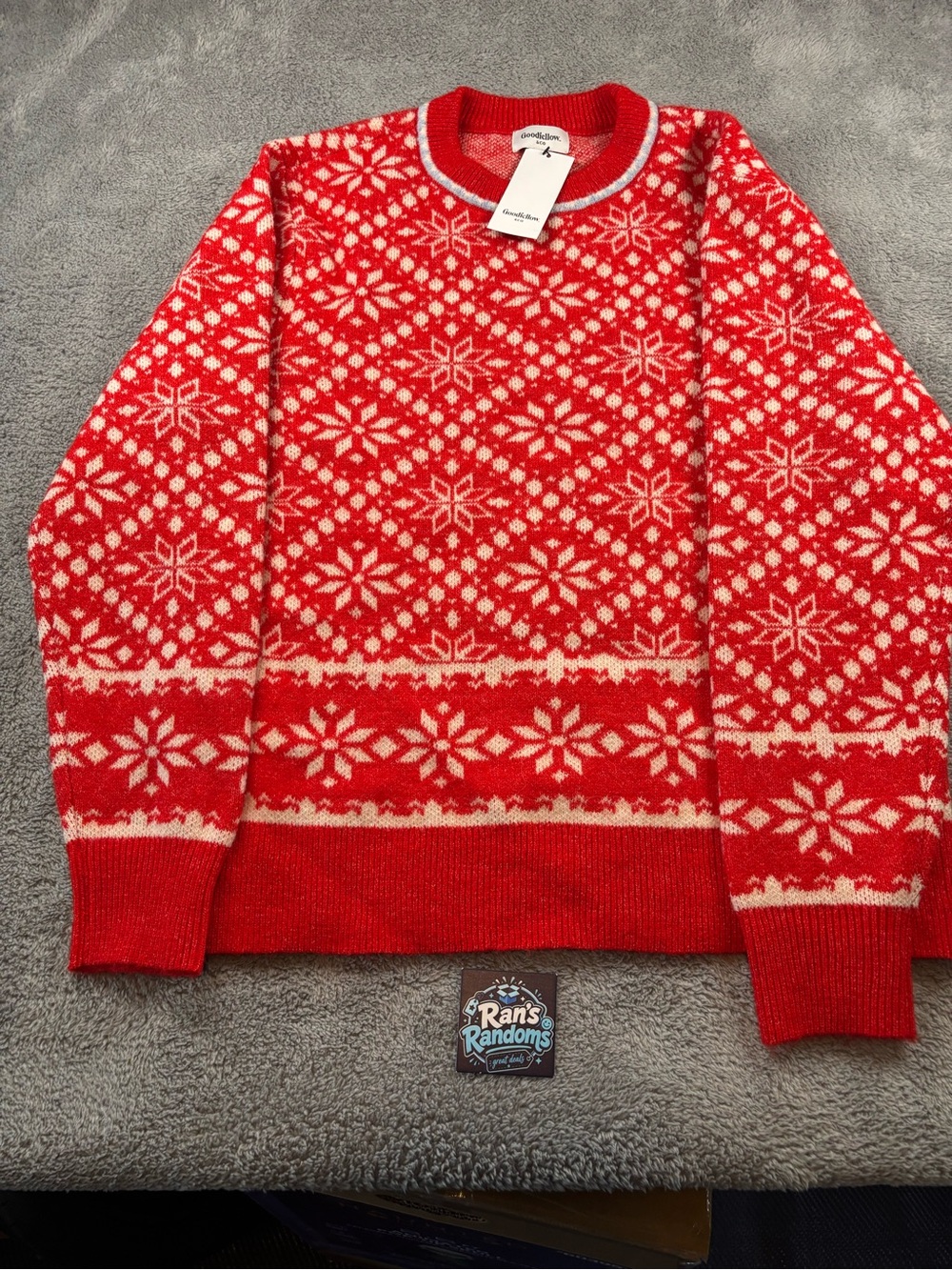 New Goodfellow & Co Men’s M Christmas Sweater Red Fair Isle Snowflake Holiday NW